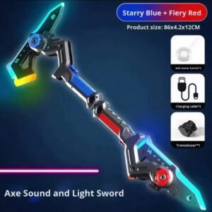 SET 2 Topoare Laser LED Transformabile 2 in 1 cu abur si sunete