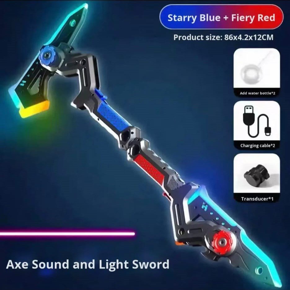 SET 2 Topoare Laser LED Transformabile 2 in 1 cu abur si sunete